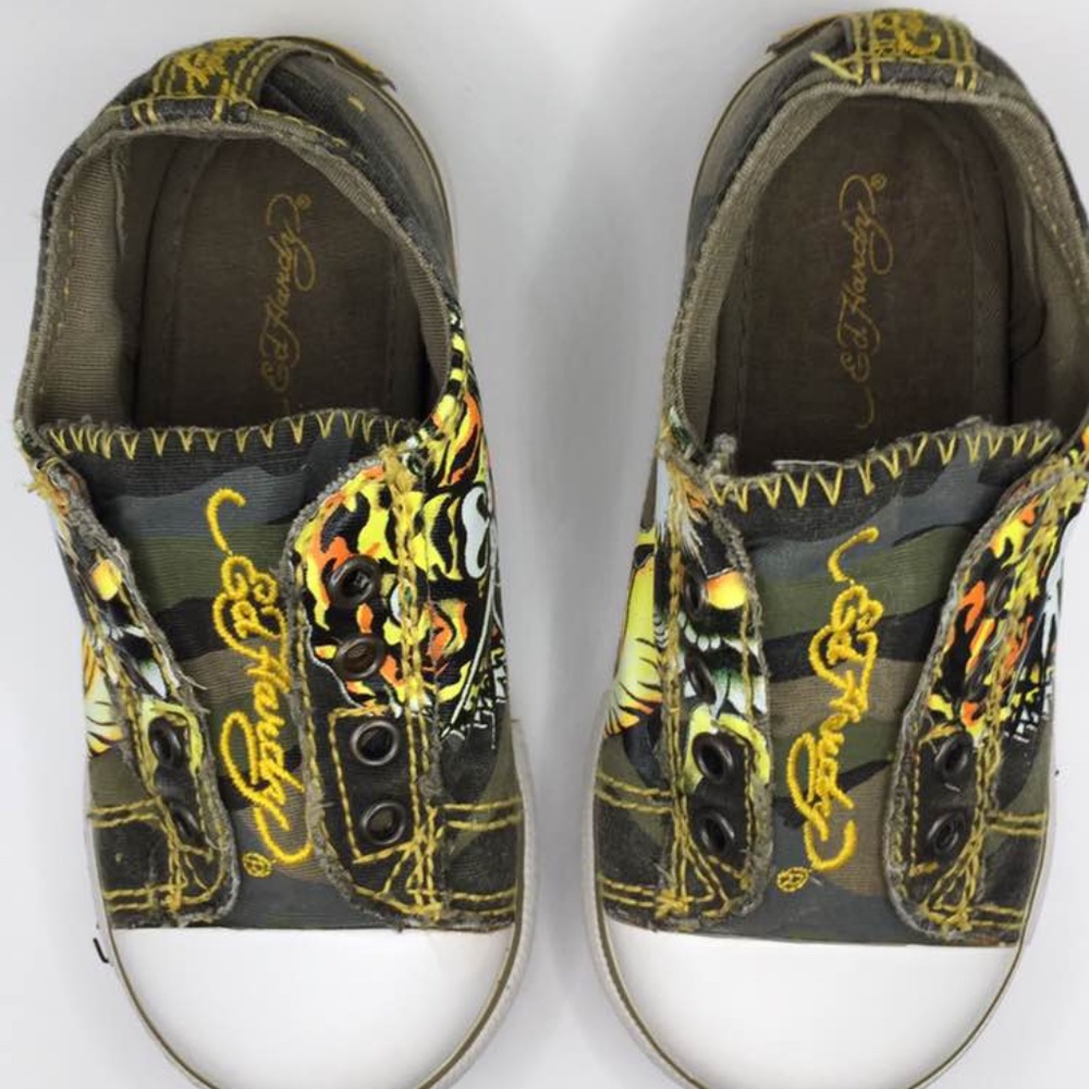 Ed Hardy Kids Tiger Slip On Shoes Size 8